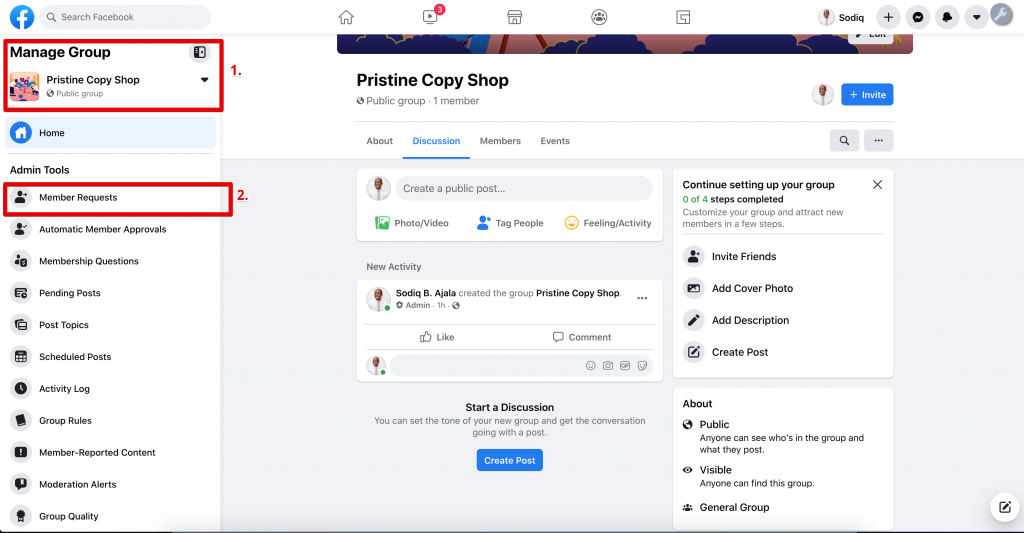 How to join a Facebook group as a page