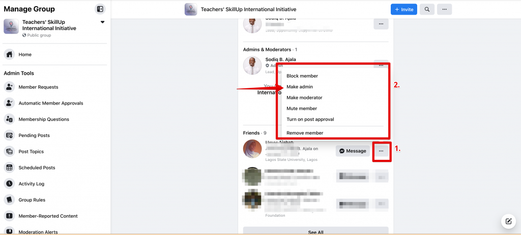 How to make someone an admin on Facebook
