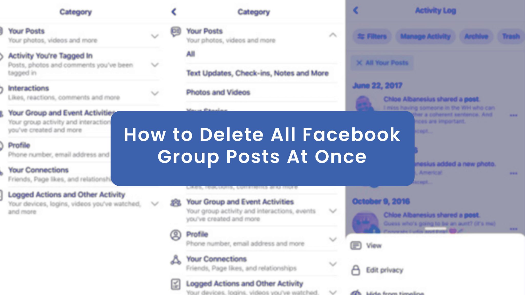 How to delete all facebook post