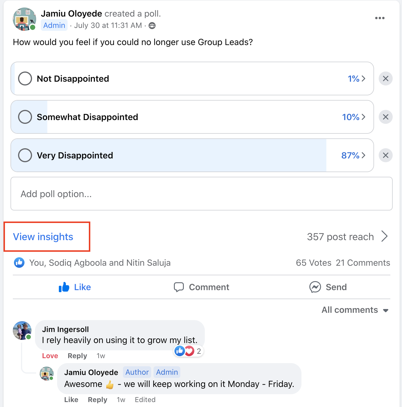 how to view insights on facebook group