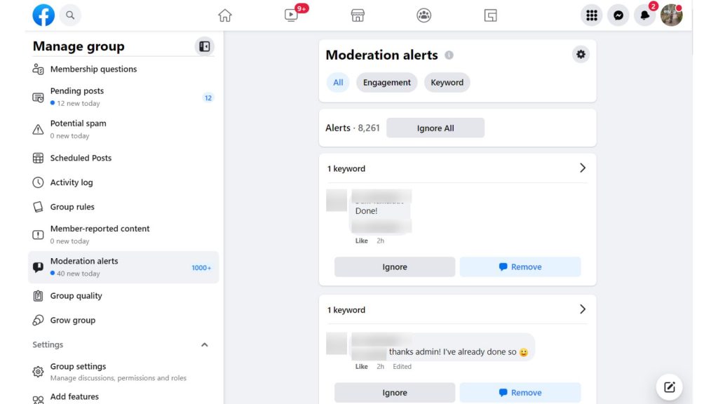 Facebook Group Moderation Alerts