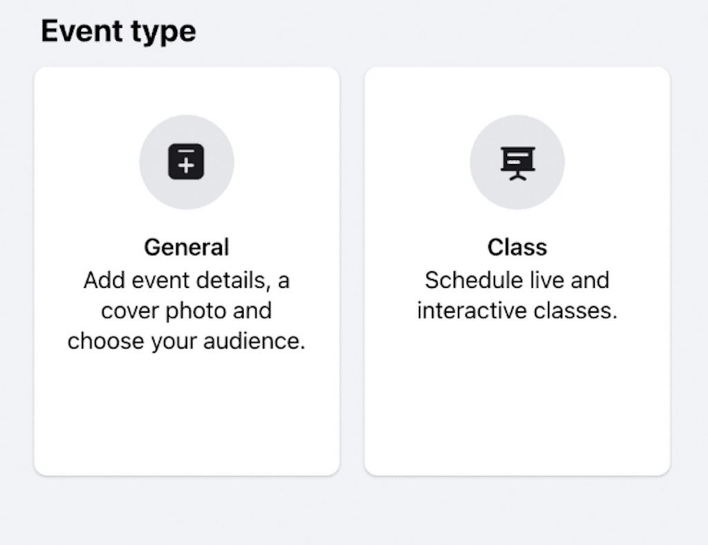 Facebook Group Events - Choosing the event type