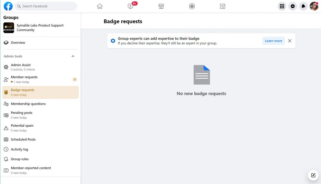 Badge requests - Facebook group admin tools