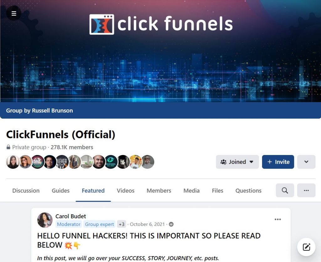 Most Popular Facebook Groups -ClickFunnels (Official) 