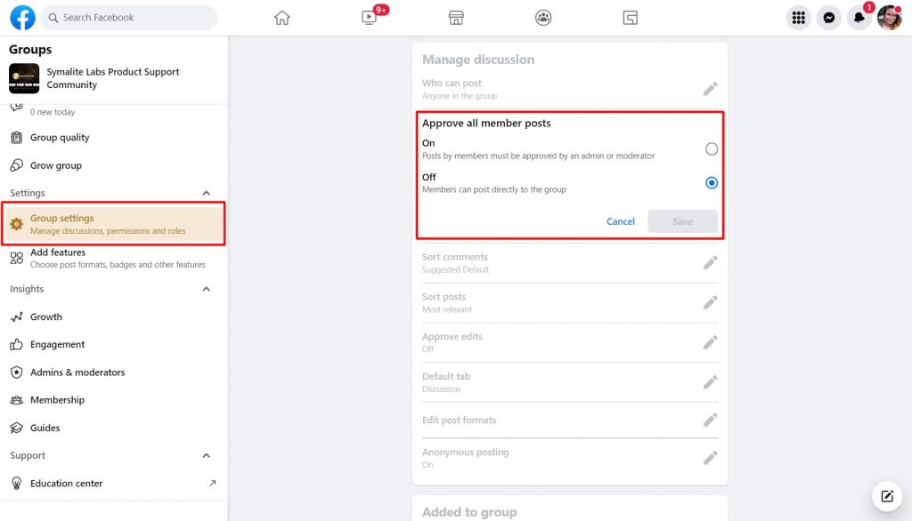 How to turn on post-approval in Facebook group - Facebook group admin tools