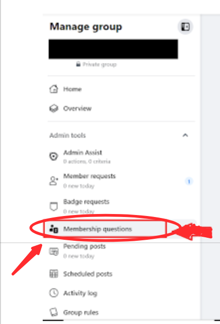 Select membership questions under Admin tools - A Comprehensive Guide to Facebook Group Membership Questions with Examples
