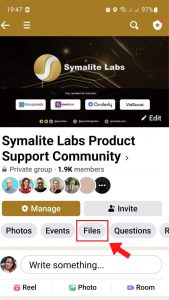 Swipe along the menu to find the files tab - How to Upload Files to Facebook Group
