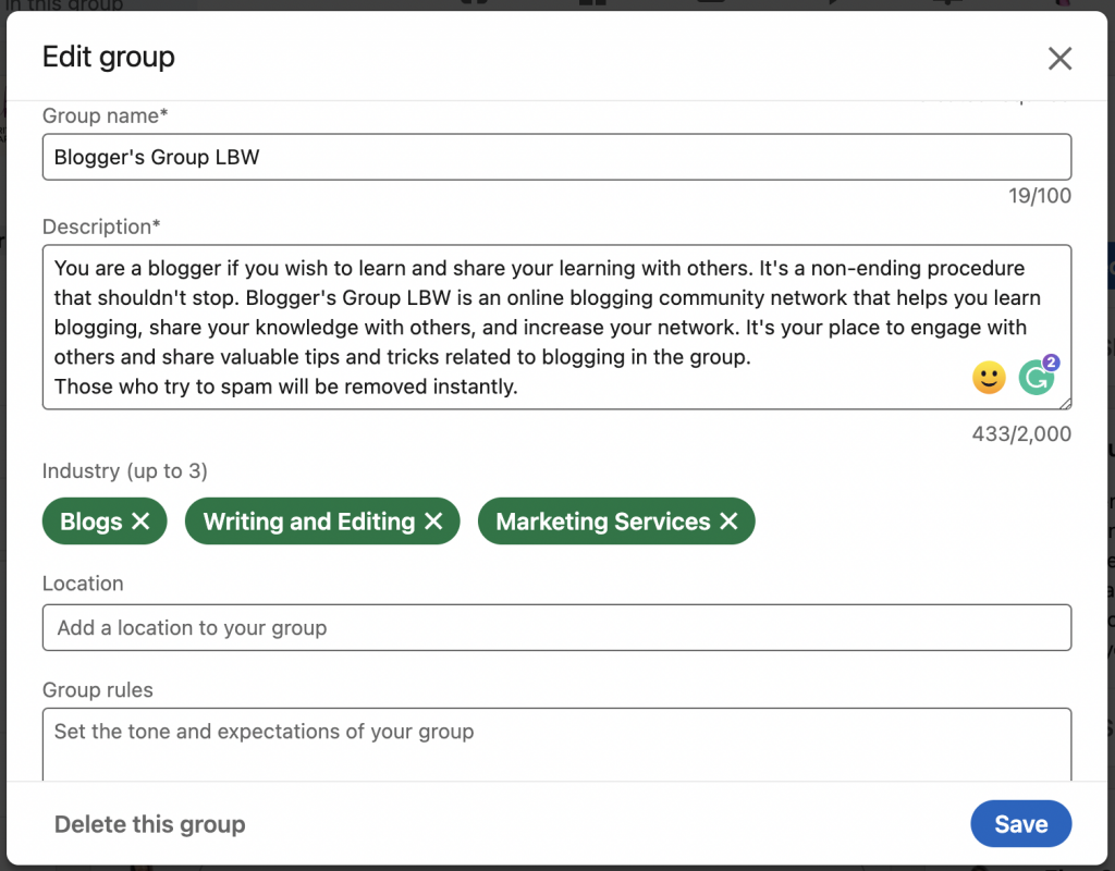 editing a group listing - How to increase LinkedIn group members