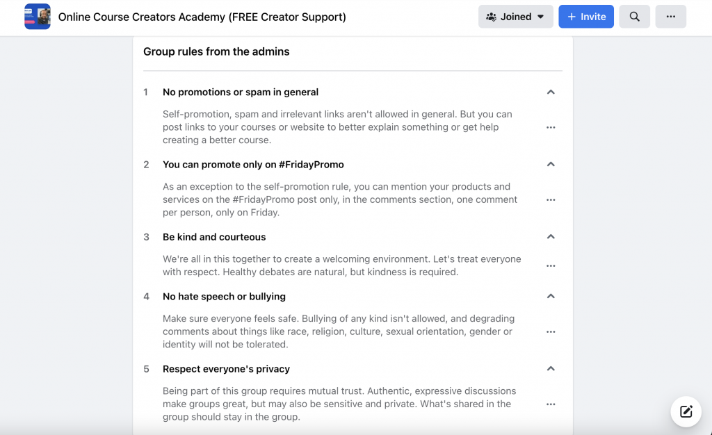 group-rules - Facebook group marketing