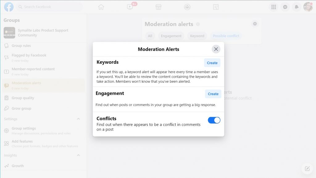 Moderation Alerts - Engagement Alerts and Keyword Alerts - facebook group monitoring tools