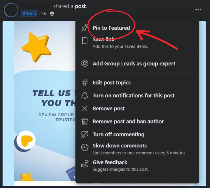 how to pin facebook group announcements - facebook group featured posts