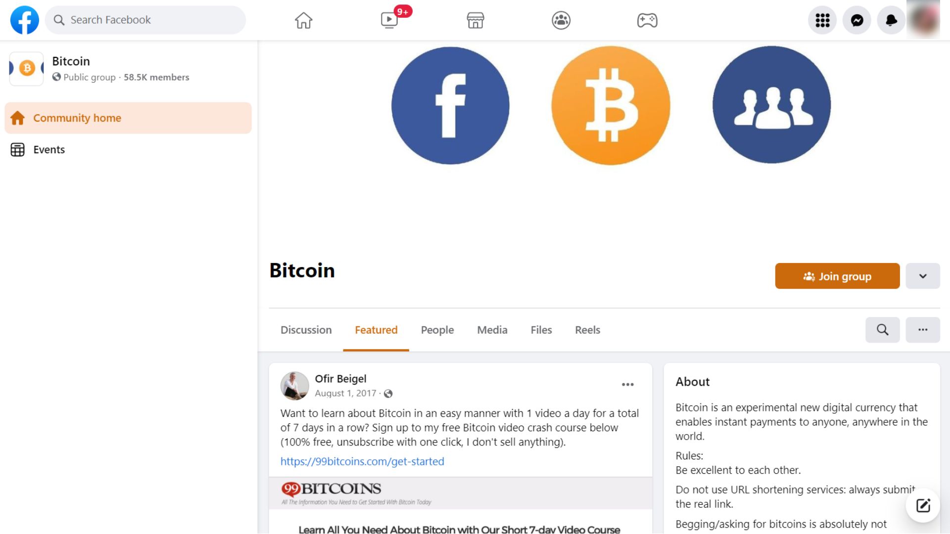 bitcoin facebook group