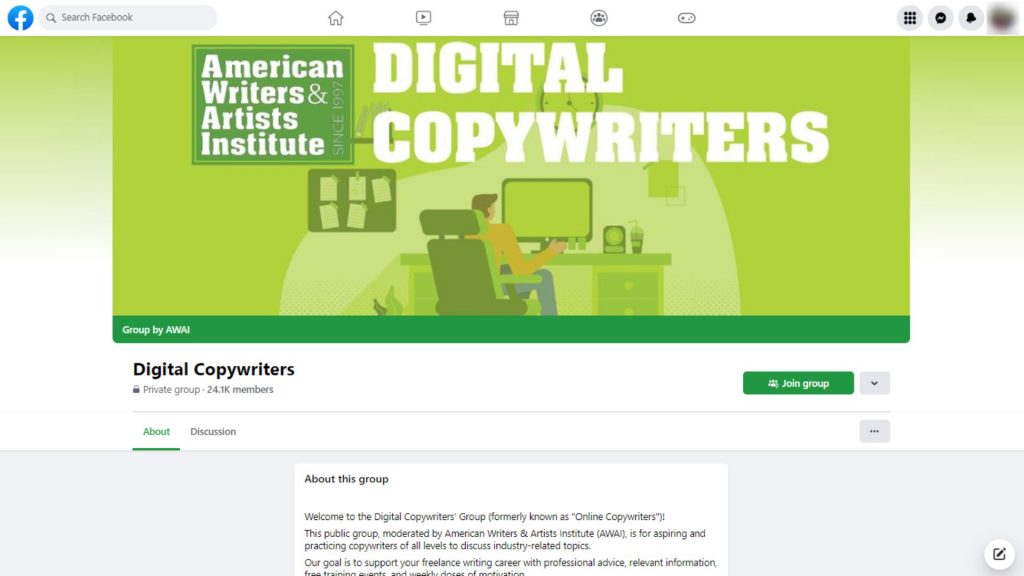 AWAI Digital Copywriters - Best Facebook Groups for Copywriters