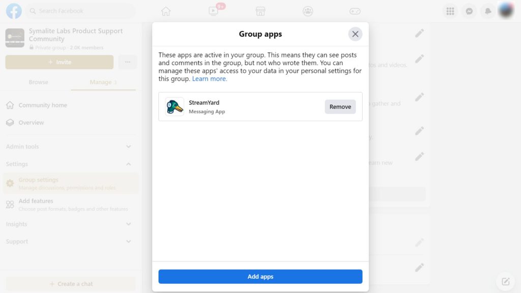 Add apps to your Facebook groups - Facebook group settings