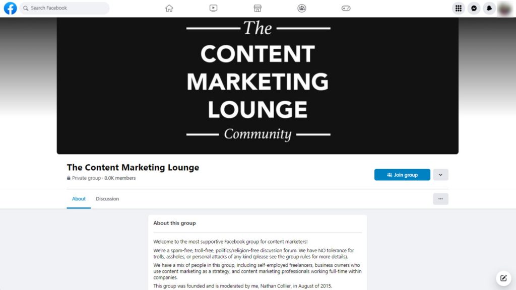 Content Marketing Lounge - Best Facebook Groups for Content Writers