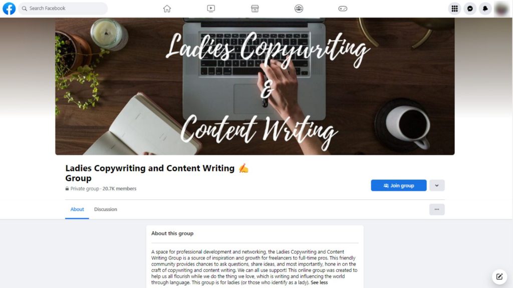 Ladies' Copywriting and Content Writing - Best Facebook Groups for Copywriters