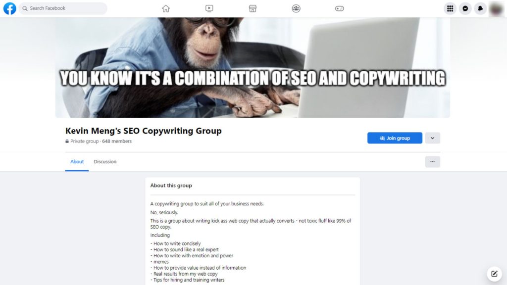 SEO Copywriting Mastermind - Best Facebook Groups for SEO Writing