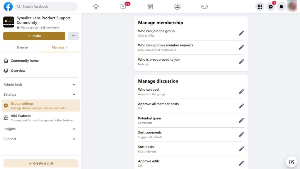 Scroll down to find manage membership - How to turn off auto approval in Facebook group