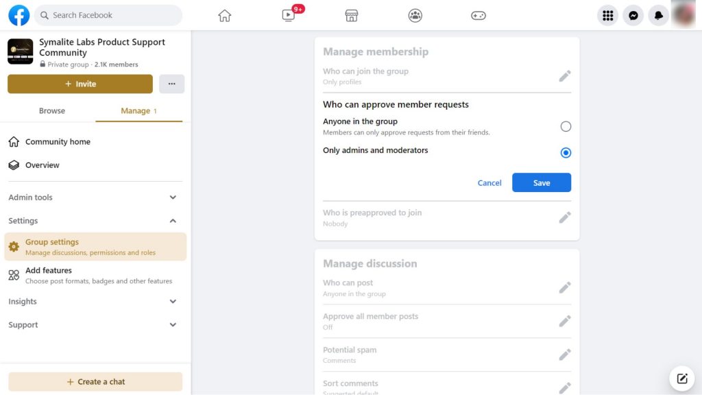 Select only admins and moderators can approve member requests - How to turn off auto approval in Facebook group