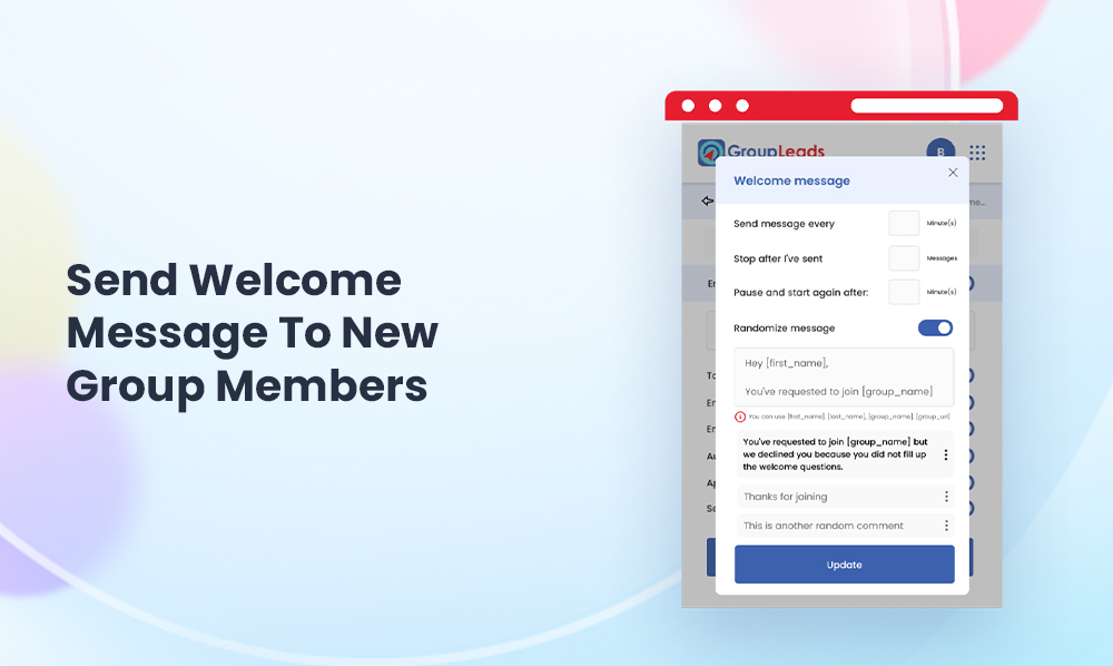 Group Leads - Send Welcome Message To New Group Members